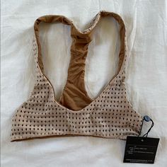 Acacia Kailua Mesh Clay Nwt Top Fitted Brown Beachy Swimwear, Brown Stretch Triangle Top Swimwear, Bra-friendly Scoop Neck Beachwear Swimwear, Brown Summer Swimwear With Built-in Bra, Acacia Swimwear Bikinis, Acacia Swimwear, Womens Swim, Mesh, Women Shopping