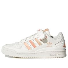 (WMNS) adidas Originals Forum Low 'White Light Brown Dark Brown' GV8345 (SNKR/Skate/Low Top/Women's/Non-Slip) Adidas Originals Forum Low, Forum Low, Fashion Performance, Stylish Sneakers, White Light, Low Top, Adidas Originals, Light Brown, Perfect Pair