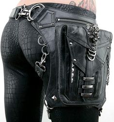 Black Steampunk Bags With Rivets, Punk Leather Shoulder Bag With Gunmetal Hardware, Steampunk Leather Bags With Hardware, Punk Leather Bags With Rivets, Leather Bags With Rivets For Alternative Fashion, Edgy Leather Shoulder Bag With Rivets, Black Edgy Bags With Palladium Hardware, Edgy Black Shoulder Bag With Palladium Hardware, Edgy Black Bags With Palladium Hardware