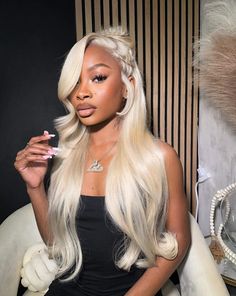 Blonde Lace Front Wigs Hairstyles, Bubble Gum Pink Lace Front Wig, Blonde Wig Black Women Half Up Half Down, Fancy Wig Hairstyles, 30in 613 Wig, 613 Wig On Dark Skin, Long 613 Wig, Lace Wigs Hairstyles, Blonde 40 Inch Wig