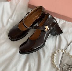 Dark Academia High Heel Shoes | Aesthetic Shoes Quirky Shoes, Shoes School, Thick High Heels, Mode Shoes, Casual Pumps, Dr Shoes, Mary Jane Shoes Womens, Aesthetic Shoes, Mary Jane Heels