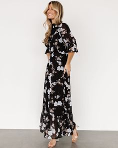 Hold the phone!!! We just found THEE most perfect spring dress🫢 Sorry, but if this dress isn't in your spring rotation, you're doing it wrong🤪 Shop our Marie Mock Neck Maxi Dress now🌸🛍️ Modest Flowy Floral Dress With Ruffles, Flowy Spring Floral Dress With Smocked Back, Modest Ruffle Sleeve Spring Dresses, Spring Floral Dress With Smocked Back And Flowy Fit, Flowy Ruffle Sleeve Maxi Dress For Day Out, Flowy Spring Dress With Smocked Cuffs, Chic Chiffon Maxi Dress With Smocked Bodice, Chic Floral Dress With Ruffle Sleeves, Elegant Floral Print Maxi Dress With Ruffle Sleeves