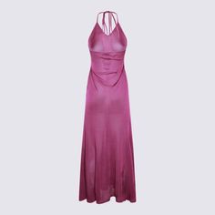 _, 100% Viscose Luxury Halter Neck Summer Dress, Luxury Pink Midi Dress For Party, Summer Evening Maxi Dress For Dinner, Summer Maxi Evening Dress For Dinner, Luxury Silk Maxi Dress For Party, Glamorous Halter Neck Dinner Dress, Elegant Halter Neck Maxi Dress For Dinner, Summer Backless Evening Dress For Dinner, Backless Summer Evening Dress For Dinner