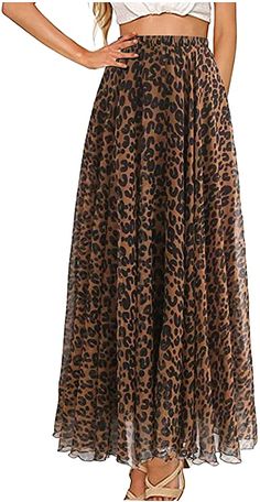 African Print Skirt, Chiffon Maxi Skirt, Leopard Print Skirt, Pleated Long Skirt, Leopard Skirt, Tube Top Dress