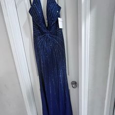 Suitable For Someone Tall Maybe 5.6 Feet And Over. Please Note: I Won’t Text Or Email Outside Poshmark Blue V-neck Evening Dress For Cocktail, Blue V-neck Gown For Cocktail, Blue V-neck Cocktail Evening Dress, Blue Sleeveless Gown For Night Out, Blue Long Dress For Night Out, Blue Floor-length Dress For Night Out, Blue Long Evening Dress For Cocktail, Blue Long Dress Gown For Cocktail, Blue Long Cocktail Gown