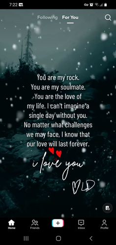 an iphone screen with the words you are my rock and a red heart on it