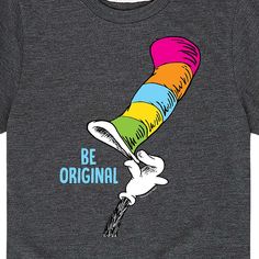 Dr. Seuss - Be Original - Toddler And Youth Short Sleeve Graphic T-Shirt - Celebrate the essence of Dr. Seuss's Dr. Seuss with officially licensed apparel featuring unique designs crafted exclusively by Hybrid Apparel. Each piece brings beloved characters, iconic imagery, and memorable moments to life, offering Dr. Seuss fans a one-of-a-kind way to showcase their passion. Dr Seuss Characters, Mischievous Cat, Cat In The Hat, Be Original, Kids Clothes Boys, Graphic Apparel, Break Dance, Top Graphic Tees, Boys Long Sleeve