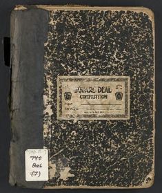 an old book with writing on the front and back cover that says laurel deal construction