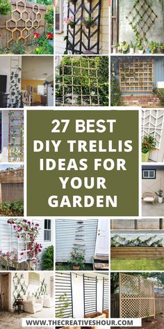 the best diy trelliss for your garden with text overlay that reads 27 best