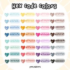 hearts with the words hex code colors