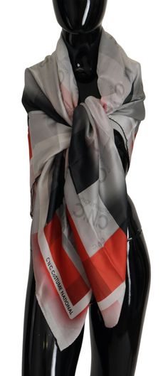 Costume National Elegant Checkered Silk Women's Scarf 50's Costume, Red Shawl, Italian Elegance, Costume National, Red Checkered, Silk Accessories, Wrap Scarf, Grey Pattern, Checkered Pattern