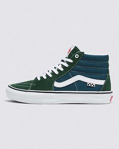 Skate Sk8-Hi Shoe Sporty Green Skate Shoes For Outdoor, Green Sporty Skate Shoes For Outdoor, Casual High-top Skate Shoes For Outdoor Activities, Urban Low-top Skate Shoes For Outdoor Activities, Casual Mid-top Skate Shoes For Outdoor Activities, Casual Green Skate Shoes For Outdoor, Vans High-top Skate Shoes For Outdoor Activities, Green Skate Shoes With Rubber Sole For Outdoor, Green Sporty High-top Sneakers For Skateboarding