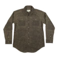 Witham Work Shirt - Havana Waxed Canvas - Red Clouds Collective - Made in the USA Outdoor Brown Shirt With Pockets, Brown Outdoor Shirt With Pockets, Fitted Outdoor Shirt For Fall, Fitted Shirt For Outdoor Fall Occasions, Fitted Shirt For Outdoor Fall Events, Brown Tops With Button Closure For Outdoor, Brown Outdoor Shirt With Button Closure, Brown Shirt With Button Closure For Outdoor, Rugged Long Sleeve Tops For Outdoor