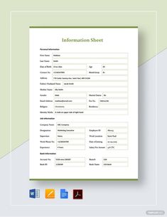 the information sheet is ready to be used in any business or other type of project