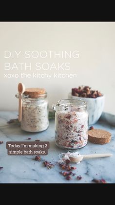 Diy Bath Soak, Vanilla Oatmeal, Lavender Oatmeal, Kitchy Kitchen, Oatmeal Bath, Coconut Bath, Bath Salts Diy