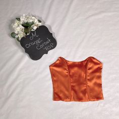 Fashion Nova Medium Corset Top Orange 95% Polyester 5% Spandex Satin-Like Never Worn With Tag Intact Chic Fitted Orange Crop Top, Orange Fitted Top For Party, Fitted Orange Top For Night Out, Fitted Orange Party Tops, Casual Fitted Satin Top, Fitted Satin Casual Top, Orange Corset Top, Orange Corset, Small Corset