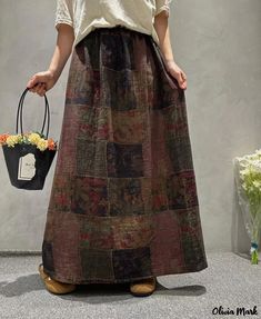 Olivia Mark - Printed Elastic Waist Fashion Retro Midi Skirt Loose Fit Casual Skirt Casual Skirt, Types Of Skirts, Olivia Mark, A Line Skirt, Minimalist Fashion, A Line Skirts, Stylish Outfits, Casual Skirts, Leather Skirt