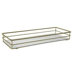 a metal tray with glass shelves on the top and bottom, for storing items or other things