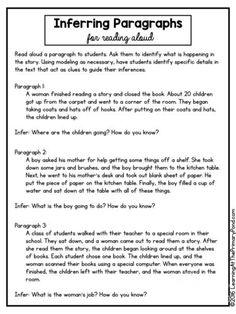 an inferring paragraphs worksheet for students to help them understand what they are