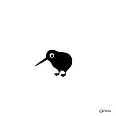 a black and white image of a kiwi bird on a white background with the words,