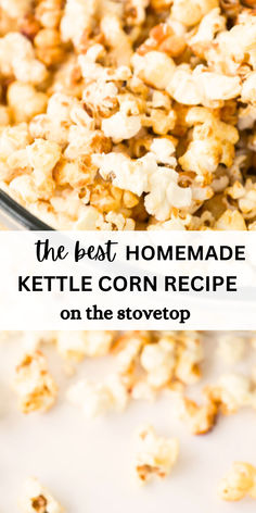 homemade kettle corn made on the stovetop Homemade Kettle Corn, Kettle Corn Recipe, Corn Recipe, Kettle Corn, Good Old Days, Easy Baking Recipes Desserts