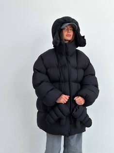 Black winter oversize puffer coat, Streetwear women jacket, Black Winter puffer jacket women, Warm winter jacket, Black puffer - Etsy Nederland Oversized Nylon Puffer Jacket For Streetwear, Techwear Down Puffer Jacket For Cold Weather, Techwear Puffer Parka For Cold Weather, Hooded Duck Down Insulated Puffer Jacket, Cold Weather Techwear Puffer Parka, Long Sleeve Techwear Puffer Jacket, Oversized Puffer Jacket With Detachable Hood For Cold Weather, Oversized Down Puffer Jacket, Oversized Techwear Puffer Jacket With Long Sleeves