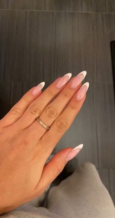 French Almond Long Nails, Round Long Acrylic Nails, Round Nails Acrylic Long, Round Almond Nails Long, Round French Tip Nails Acrylics Long, Long Round Nails Acrylic, Gel Nails Ideas Long Almond, French Tips Long Almond, French Tip Nails Long Almond