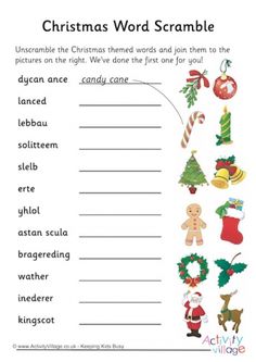 christmas word scramble worksheet with pictures and words to help students learn how to spell