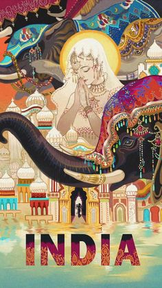 Rama Art, Incredible India Posters, Surrealism Collage, India Poster, Abstract Beauty, India Painting, Indian Illustration, Vintage India, India Food