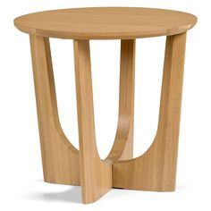 a round wooden table with curved legs on an isolated white background for use as a side table