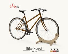 the bike stand is made out of wood