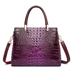 Luxury Premium Crocodile Pattern Tote Bag -purple Chic Handheld Bag With Crocodile Pattern, Chic Crocodile Pattern Satchel For Shopping, Chic Top Handle Bags With Crocodile Pattern, Crocodile Pattern Top Handle Satchel For Shopping, Chic Crocodile Pattern Shoulder Bag, Chic Crocodile Pattern Bag For Daily Use, Chic Daily Use Bag With Crocodile Pattern, Chic Crocodile Pattern Double Handle Bag, Chic Crocodile Pattern Bag With Double Handles