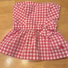 New Without Tag/ Never Worn 100% Cotton Cotton Gingham Tops For Picnic, Cute Plaid Tops For Spring, Pink Cotton Top For Picnic, Pink Cotton Tops For Picnic, Preppy Gingham Tops For Spring, Cute Cotton Plaid Tops, White Short Sleeve Top For Picnic, Cute Plaid Cotton Tops, Preppy Plaid Summer Tops