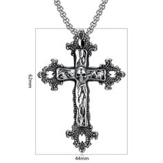 Elegantly crafted from durable stainless steel, this pendant features a gothic-style design. Crafted with meticulous attention to detail, this necklace showcases a unique blend of vintage charm and gothic flair. The stainless steel cross pendant is adorned with skull motifs, adding an edgy and mysterious touch to the design. Whether you're a fan of gothic fashion or simply appreciate bold statement pieces, this necklace is sure to make a striking addition to your wardrobe. With its durable stainless steel construction, this necklace offers both longevity and style. The adjustable chain ensures a comfortable fit for any wearer, while the intricate detailing enhances its overall allure. The entire set from Innovato Design is a lovely accessory that is sure to be an eye-catcher.  Product High Gothic Cross Necklace With Oxidized Finish, Gothic Oxidized Cross Necklace, Gothic Stainless Steel Cross Pendant Jewelry, Gothic Cross Pendant Necklace With Engraving, Gothic Metal Cross Necklace, Gothic Metal Cross Necklaces, Gothic Oxidized Stainless Steel Necklaces, Gothic Stainless Steel Necklace With Oxidized Finish, Gothic Skull Necklace In Stainless Steel