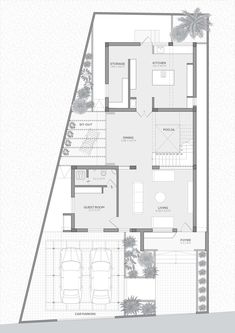 the floor plan for a house with two floors and an attached living room, dining area and