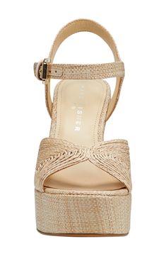 Head off to paradise in this beautifully woven sandal situated on a smooth faux-leather footbed and a high block heel. 4 3/4" heel; 1 3/4" platform (size 8.5) Adjustable ankle strap with buckle closure Synthetic upper, lining and sole Imported Block Heel Platform Sandals, Head Off, Marc Fisher, Sandal Women, Platform Sandals, Block Heels, Ankle Strap, Womens Sandals, Paradise