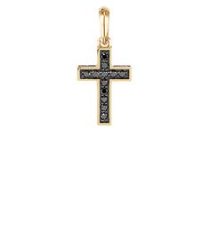 Cross Pendant in 18K Yellow Gold, 23mm Luxury Yellow Gold Cross Pendant Jewelry, Classic Gold Jewelry With Black Diamonds, Classic Yellow Gold Jewelry With Black Diamonds, Black Diamonds, David Yurman, Box Chain, Jewelry Pouch, Cross Pendant, Black Diamond