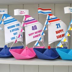 A hit with sailors and landlubbers alike, our personalised racing sailboat card is great for many occassions, from birthdays, congratulations, good luck or just because.. Stand out from the crowd of cards with our truly unique keepsake. Available in lots of fantastic colours and plenty of options so you can tailor your gift to suit, Simply make your selection from the drop down menu and let us know what you would like to see on your sail, we will send over a proof before we build so you can be s Sailboat Birthday, Boat Card, Paper Boats, Boat Racing, Origami Boat, Unique Birthday Cards, Happy 21st Birthday, Paper Boat, Sail Boat