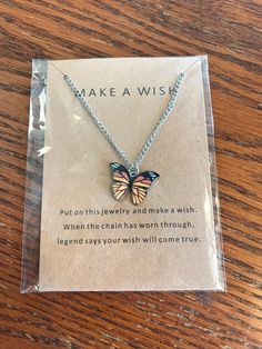 This beautiful Make a Wish Butterfly Necklace is a symbol of transformation, new beginnings, and the power of wishes. Each time you wear it, let it remind you of the endless possibilities and the magic of making a wish. Its delicate design and intricate details make it a perfect accessory for any outfit, adding a touch of charm and inspiration. Make your wish and let this necklace be a reminder to always believe in your dreams. Believe In Your Dreams, Wood Artwork, Angel Wing Necklace, Always Believe, Wing Necklace, Kids Necklace, Bow Shoes, Delicate Design, Butterfly Necklace