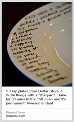 a white plate with writing on it