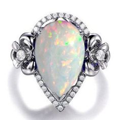 ad eBay - Find many great new & used options and get the best deals for 1.30Ct Pear Shape Natural Australian Full Fire Opal Soliatire Ring In 925 Silver at the best online prices at eBay! Free shipping for many products! Opal Australia, Fire Opal Ring, Man Made Diamonds, Rocks And Gems, Fine Rings, Moonstone Ring, Natural Opal, Opal Rings, Pear Shape