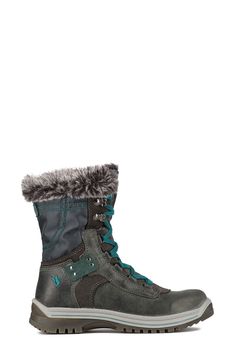 A leather pair of lace-front mid boots features a wool blend lining for staying warm, along with ProDri Technology and a water resistant design. 8.5" shaft height; 11" opening circumference Side zip closure Faux fur lining Round toe with bumper Leather upper/textile faux fur lining/synthetic sole Imported Green Lace-up Winter Boots, Green Leather Winter Boots, Green High-top Lace-up Boots For Winter, Green High-top Lace-up Winter Boots, Insulated Green Winter Boots, Green Winter Waterproof Boots With Round Toe, Green Waterproof Winter Boots With Round Toe, Green Leather Waterproof Boots For Winter, Green Insulated Boots For Fall