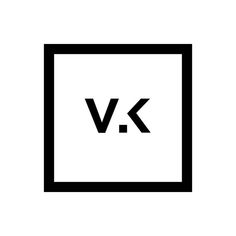 the logo for v k is shown in black and white, with an arrow pointing to it