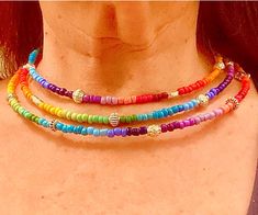 Rainbow Memory Wire Wrap Necklace Rainbow Necklaces With Spacer Beads For Jewelry Making, Adjustable Rainbow Necklaces With Spacer Beads, Multicolor Single Strand Choker As Gift, Rainbow Choker Necklace As A Gift, Rainbow Choker Necklace As Gift, Adjustable Multicolor Pendant Necklace, Adjustable Rainbow Necklace, Adjustable Round Rainbow Necklaces, Multicolor Spiritual Necklaces With Adjustable Chain