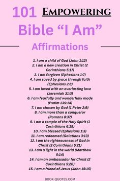 101 Bible “I Am” Affirmations To Declare Over Your Life – Book-Quotes.com Daily Bible Affirmations For Women, Biblical Words Of Affirmation, Biblical Affirmations Scriptures For Women, Biblical Declarations For Women, Scripture For Confidence, I Am Bible Affirmations, Scripture Affirmations For Women, Self Affirmations For Christians, Christian Morning Affirmations