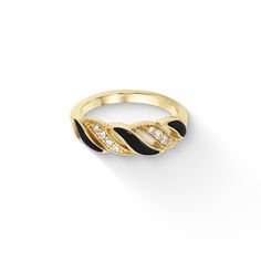 14K Yellow Gold Kabana Ring with Onyx Inlay and 0.14 Carats (total weight) of Diamonds. Please indicate the desired ring size in the Customer Comments field at checkout. Some sizes may require additional delivery time and may result in a higher price. Fine Jewels, Onyx, Ring Size, Diamonds, Yellow Gold, Ring, Yellow, Gold