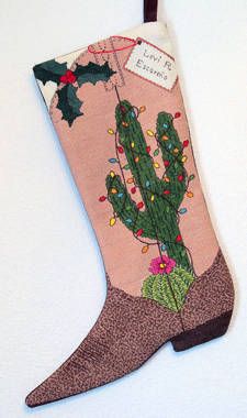 a christmas stocking with a cactus on it