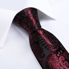 This classic Red Wine Paisley Tie Set is the perfect combination of elegance and sophistication. Crafted from 100% silk, this stylish tie features paisley patterning, a length of 59.06''(150cm), and a width of 3.35''(8.5cm). This set comes with a matching tie, hanky, and cufflinks, and is shipped 48 hours after purchase using reliable express carriers. Upgrade your formal look with this classic tie set from DiBanGu. Paisley Wedding, Formal Tie, Formal Accessories, Paisley Tie, Red Paisley, Unique Ties, Tie Men's, Fathers Day Sale, Cufflink Set