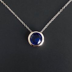 Solid Sterling Silver Sapphire birthstone pendant, with strong Sterling Silver 16 - 18 inch adjustable chain. Sapphire Necklace, Sterling Silver Necklace, Silver Pendant, September Birthstone necklace, September birthday gift. Christmas gift 💎Pendant thickness: 5mm 💎Pendant diameter: 10mm 💎Chain length: Adjustable 16 - 18 inch  BIRTHSTONE SET designed by Chenny from our studio in Jersey CI. This classic birthstone range includes matching necklace, earrings and charm bracelet making it perfect Sterling Silver Birthstone Necklace With Adjustable Chain, Round Bezel Setting Birthstone Necklace As Gift, Round Birthstone Necklace With Bezel Setting As Gift, Birthstone Solitaire Pendant Necklace As Gift, Gift Birthstone Necklace With Bezel Setting And Round Stone, Sapphire Round Pendant Necklace For Anniversary, Bezel Setting Necklaces As Gift, Gift Birthstone Necklace With Bezel Setting, Round Bezel Setting Necklace For Gift