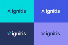 the logos for igntis and igntist are shown in four different colors, including blue,